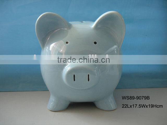 Hot sales cheap ceramic pink piggy bank for promotional gifts
