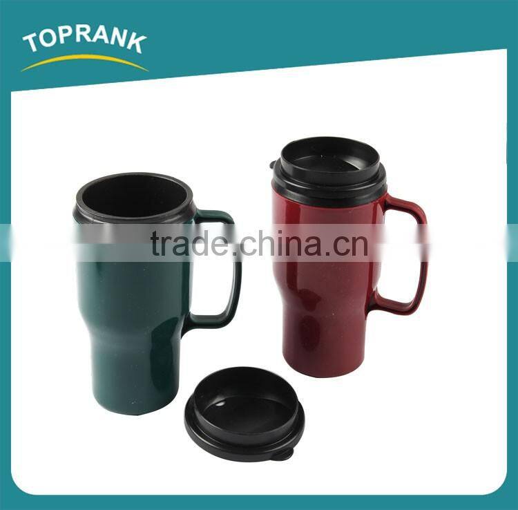 Toprank BSCI Factory New Design Custom Printed Reusable Car Mug,Plastic Travel Coffee Mug