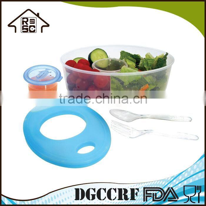 Transparent Plastic Oval Lunch Box with Cutlery Set