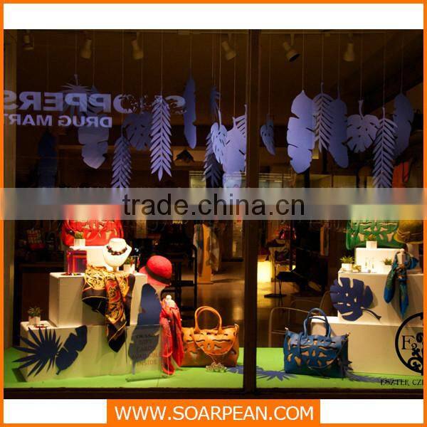 Hanging acrylic artificial leaves for store decoration