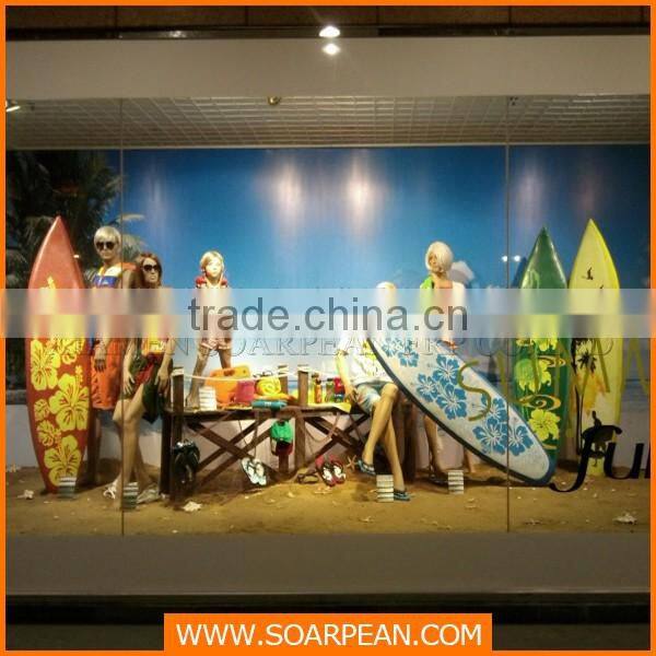 Summer Style Window Disply Props Fiberglass Promotion Surfboard