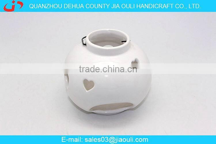 factory price home decoration white ceramic hurricane lamp