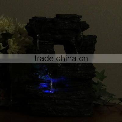 Five Stream Rock Cavern Tabletop Fountain with Multi-Colored LED Lights