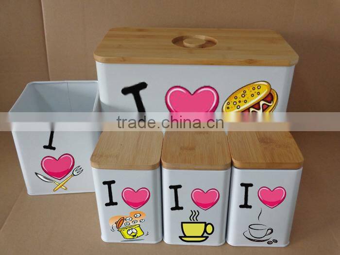 Set of 5 Tin Kitchen Canisters