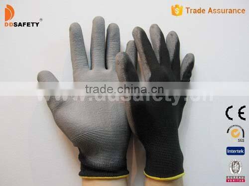DDSAFETY2016 Hot Sale Pu Glove Grey PU Coated On Palm Nylon With CE Glove
