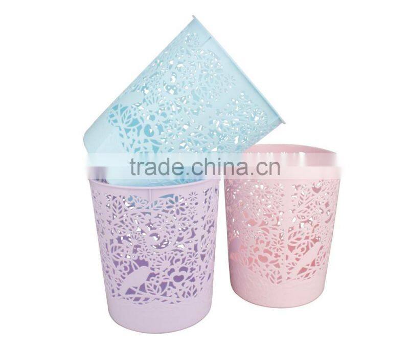PP Semi-transparent Color Hollow Out Design Plastic Dustbin