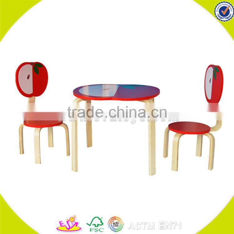 Wholesale beautiful fruit style wooden table and 2 chairs,cute kids wooden table and chairs,top sale table and chairs W08G142