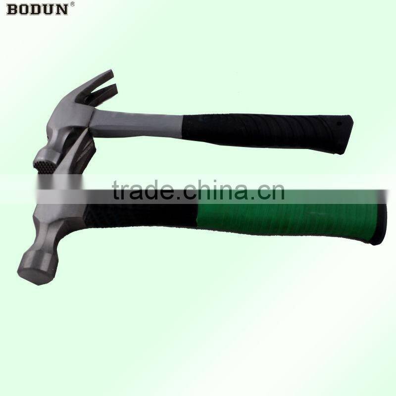 H1020 High quality green plastic handle claw hammer