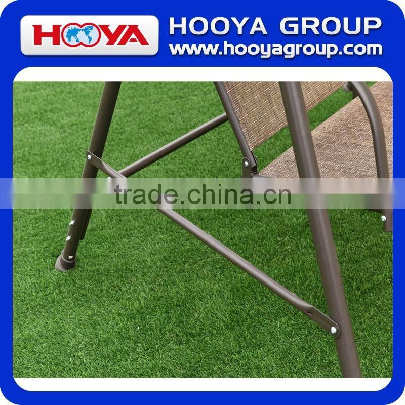 Iron outdoor double haning swing brown chair