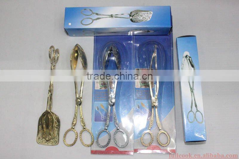 Deluxe food tong w/golden and silver