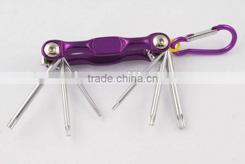 2014 new Stock pocket mini multi aluminium oxide promotion bike keychain tools 602-6