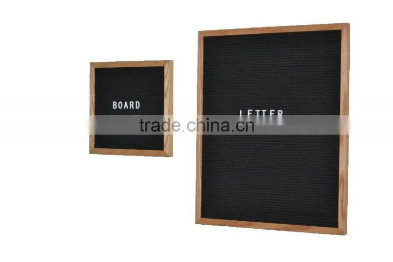 factory wholesale letter board felt backing with slots to insert white plastic letters oak frame