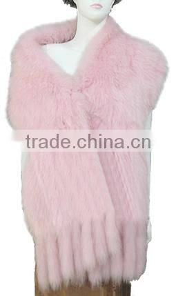 CX-B-34 China Suppliers Lady Scarf Hand Knitted Real Fox Fur Cape/ Shawl