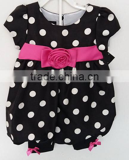 2016 fashion baby girls white dots dress with knit pants for summer