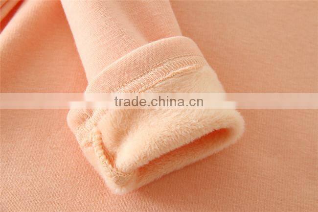 Factory in-stock supply solid colors undershirts long sleeves girl undershirt floral appliqued Girls Cotton eco-friendly Clothes