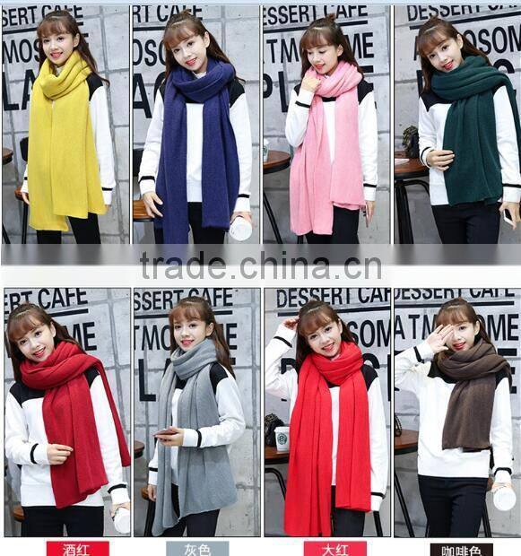 2017 new design fancy 16 colors latest ladies plain knit scarf