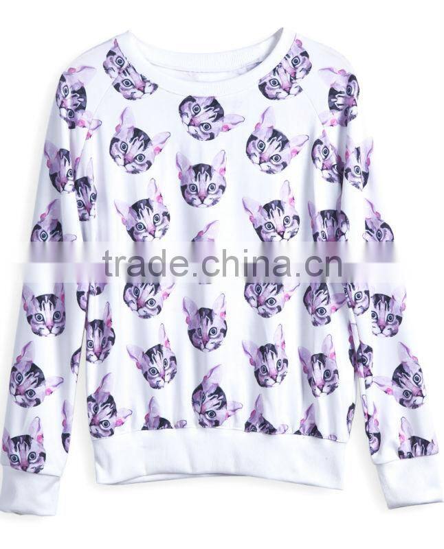 full animal sublimation printing long sleeve t-shirt for ladies