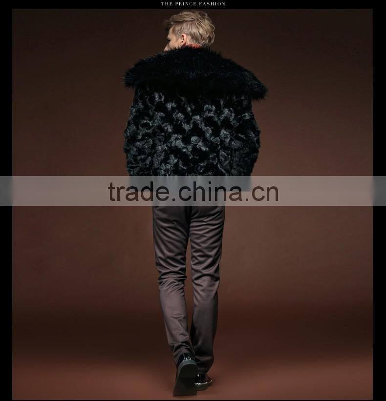 2015 hot sales type winter man Luxurious mink fur overcoat with fox fur collar man short turn-down collar jackets