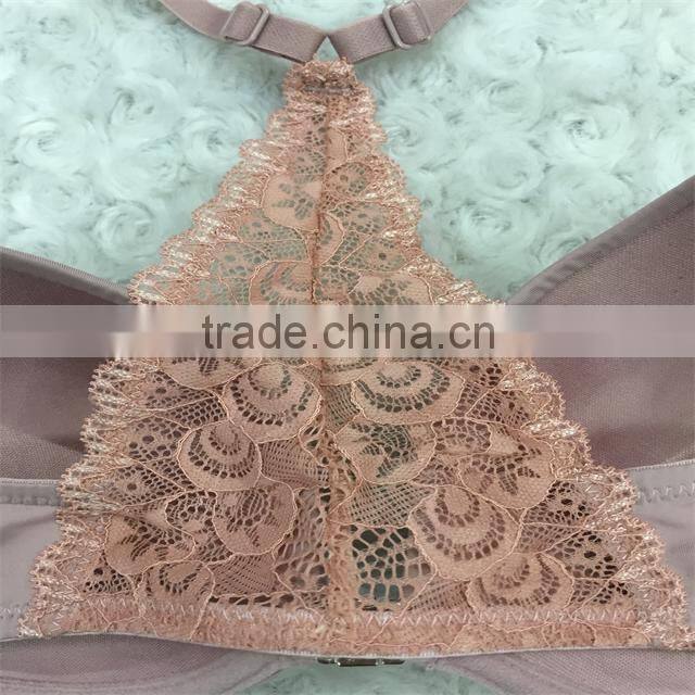 Sexy women front closure lace back bra panty set sexy