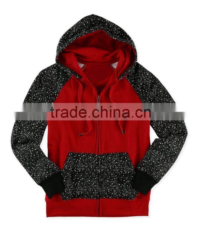 custom mens long sleeve heather contrast two color sports hoodies /sweatshirts HS00158