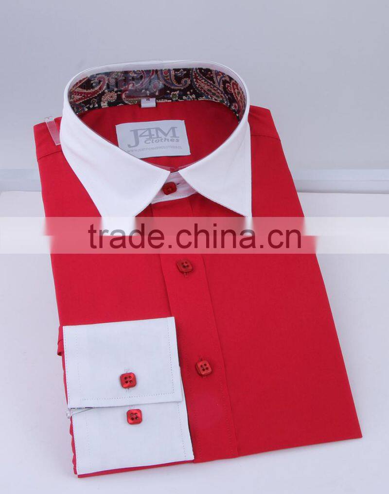 solid color contrast collar and cuff men's formal casual dress shirts