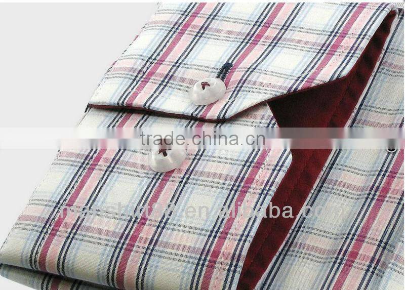 2017 newest style italian collar french cuff checks fancy casual dress shirt