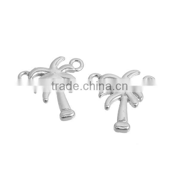 Zinc Based Alloy Connectors Palm Tree Silver Tone