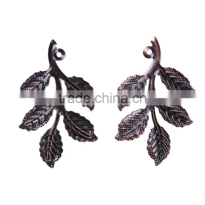 Iron Based Alloy Pendants Leaf Cluster Branch Antique Copper