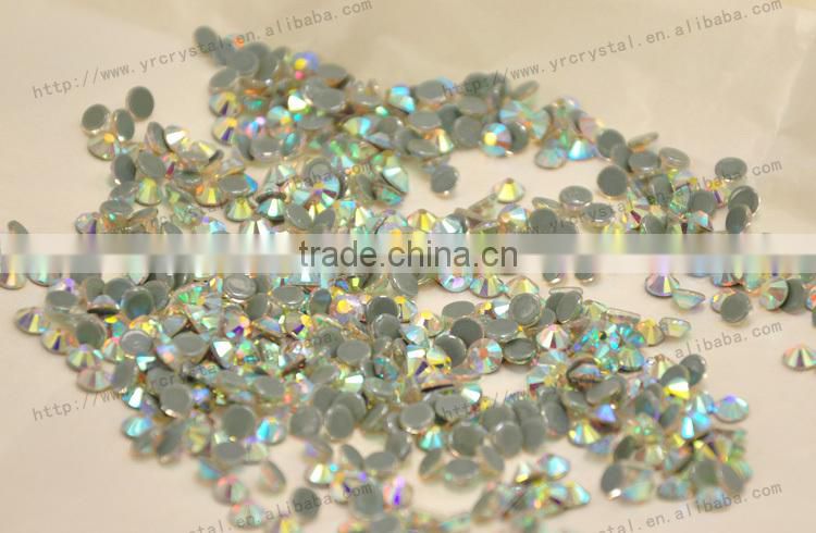 Round shape AB color with silver foiling flat back rhinestone hotfix