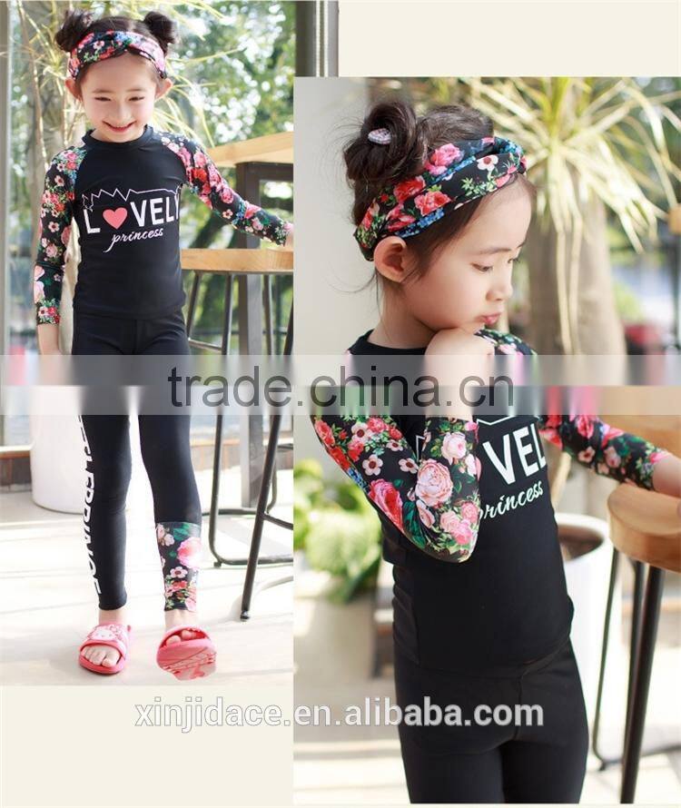 Best Selling Sweet Two Piece Set Floral Design 82% Nylon18% Spandex Baby Kids Swimsuit Child Swimwear