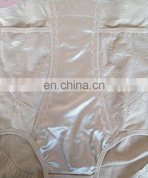 2013 lady underwear hi waist slimming panty shaper with satin detailed