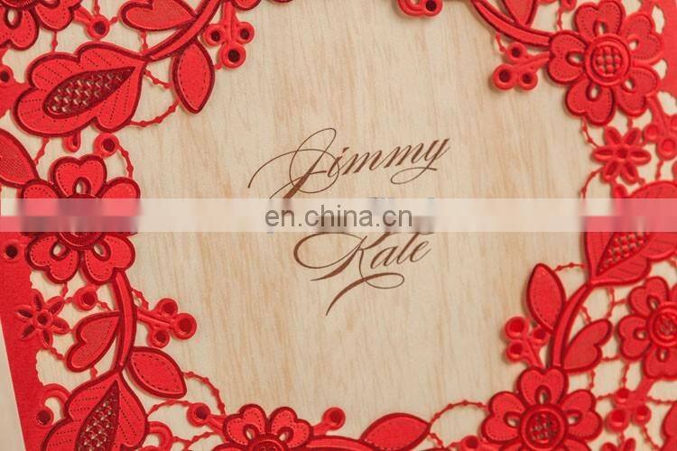 Creative 5280 Chinese Red Flower Laser Cut Wedding Invitation Cards