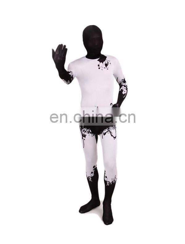 White & Black Lycra Spandex Zentai Costume Halloween Party Mask/Hood Open Face/Eyes/Full Hood