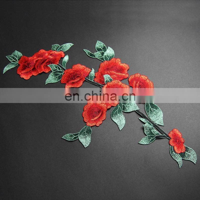 2017 small size 3D tridimensional red rose patch/ applique XY-12