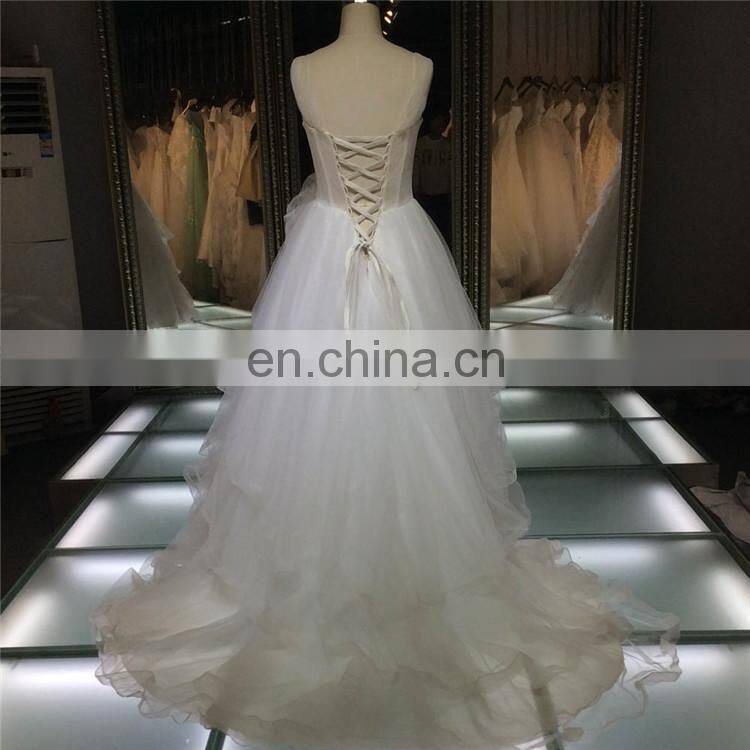 1A092 New Arrival 2016 Hot Sale Pure Diamond Neck Ruffled Layered Organza Skirt Prom Ball Gown Wedding Dress