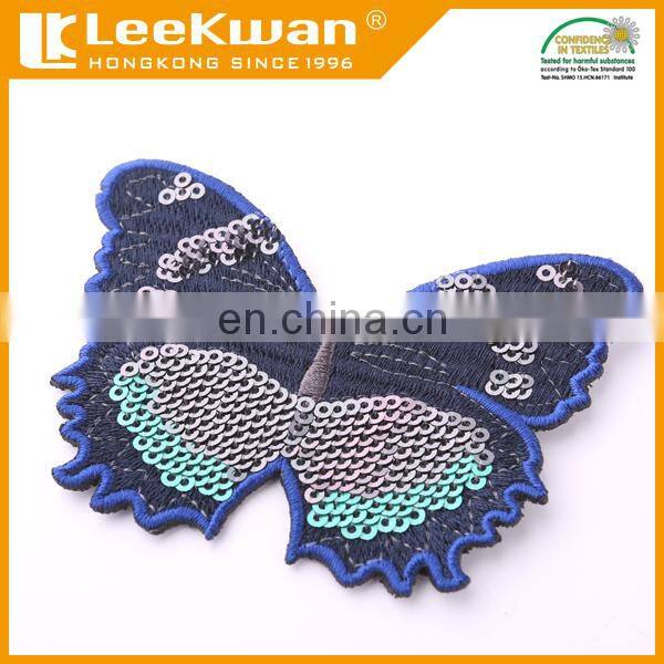 Sequin butterfly embroidery patches design for blouses