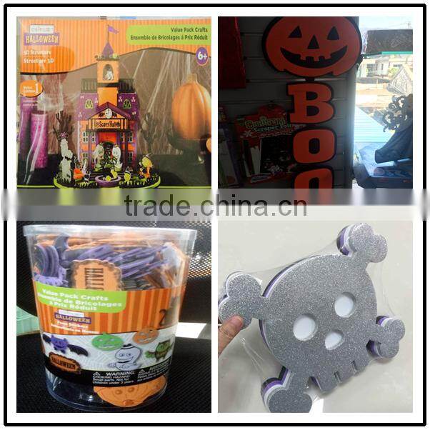high quality cheap glitter Halloween decorations with pumpkin,skull design