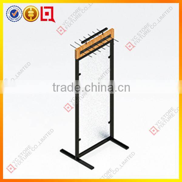 Usable free standing rotating metal belt display rack