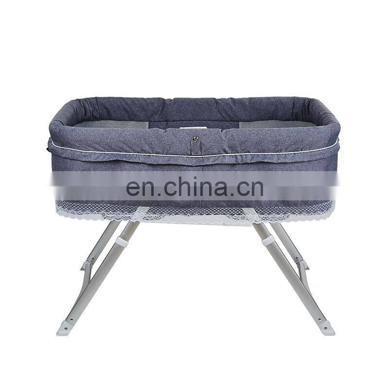 2018 OEM factory foldable infant baby bed with swinging cradle