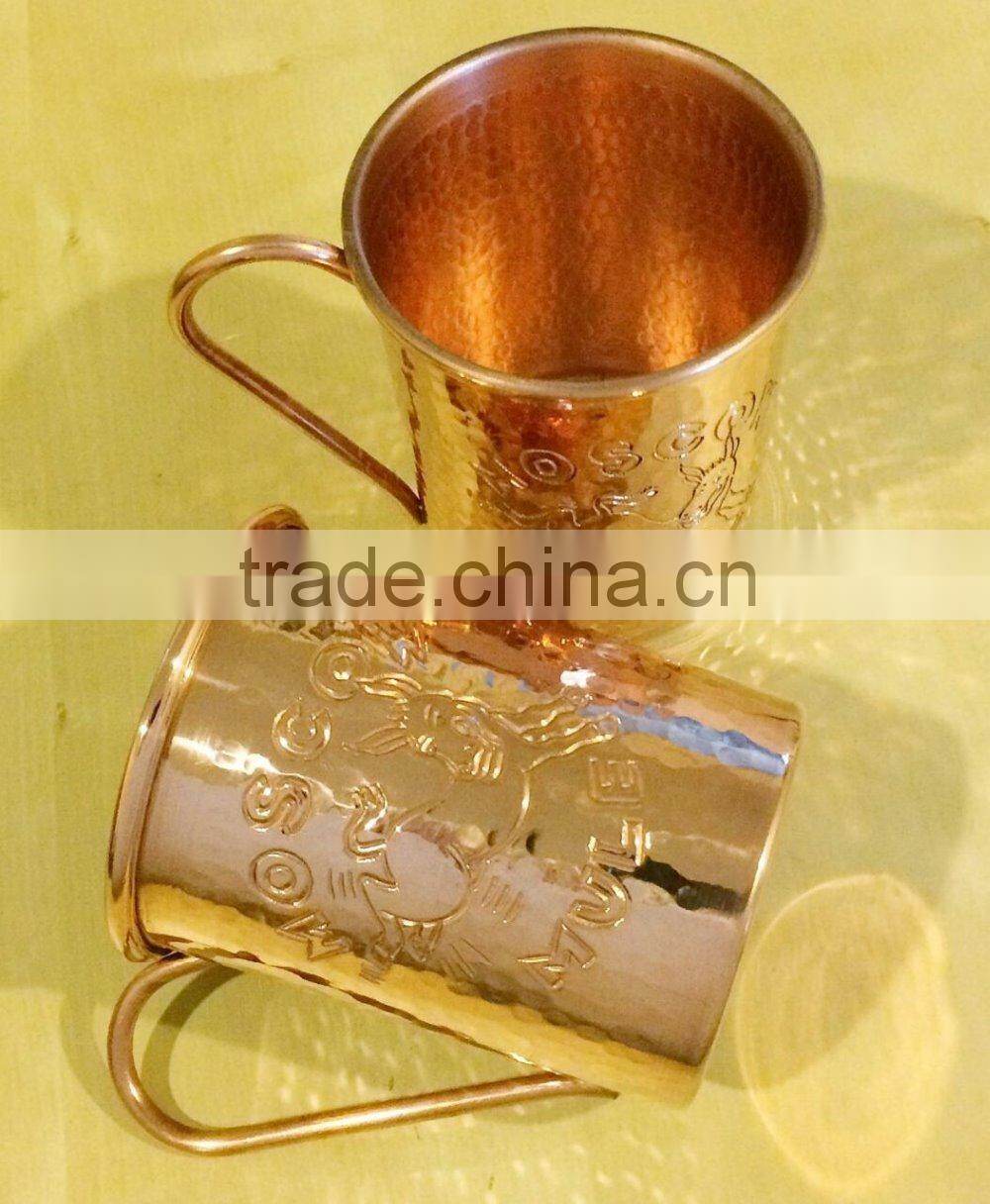 Shiny Finish Copper Beer Mug With Beautiful Brass Handle