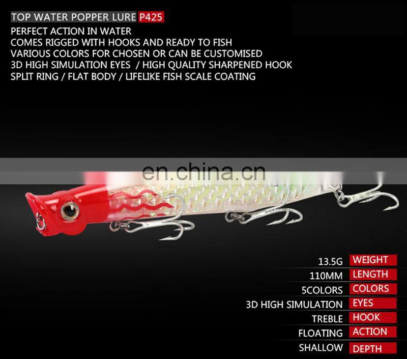 11cm 13.5g Hard Plastic Fancy Colorful Paint Freshwater Saltwater Casting Popper Bait