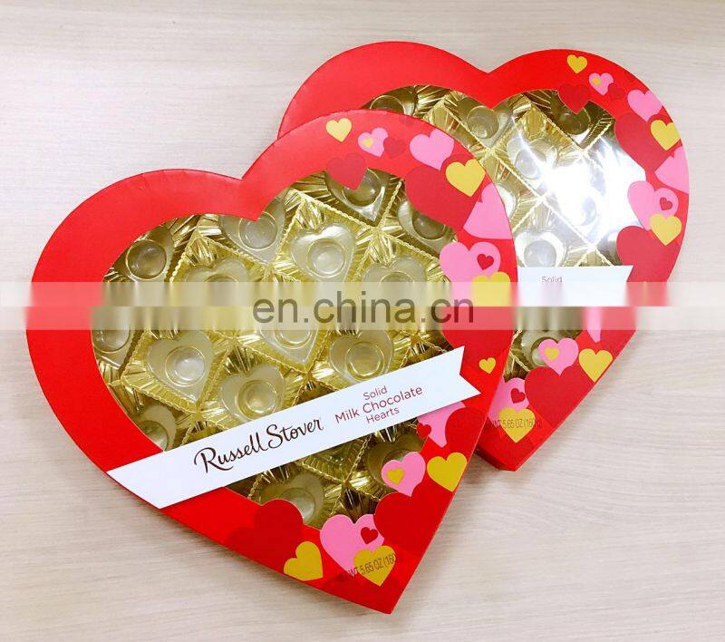Valentine heart window chocolate box with gold pet