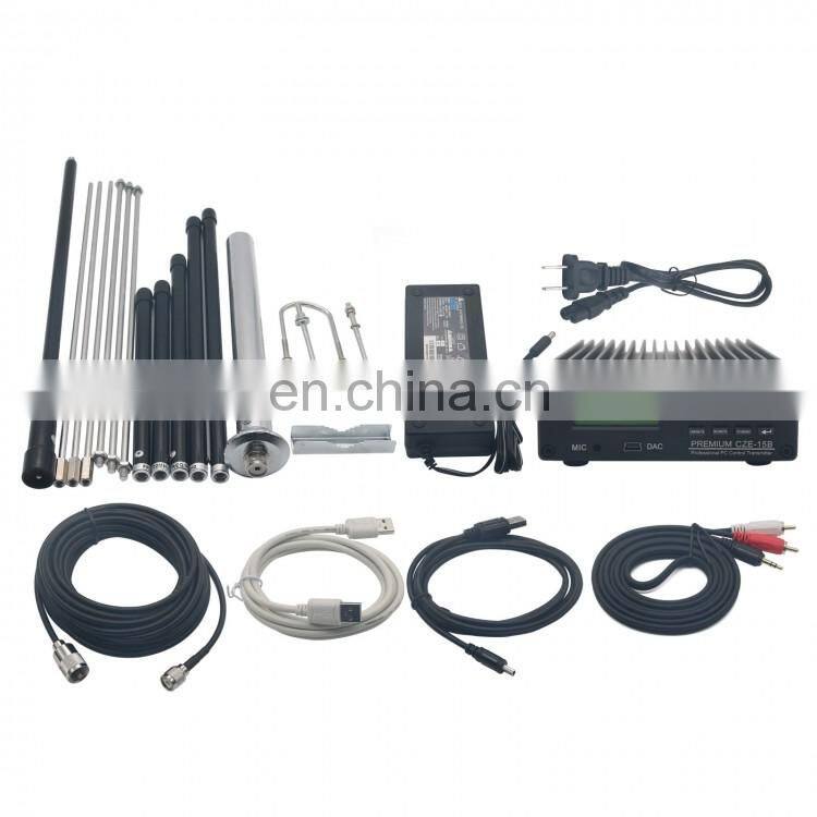 CZE-15B 0-15W 3-5km wireless FM Transmitter Broadcast Radio Station with Power Adapter Antenna