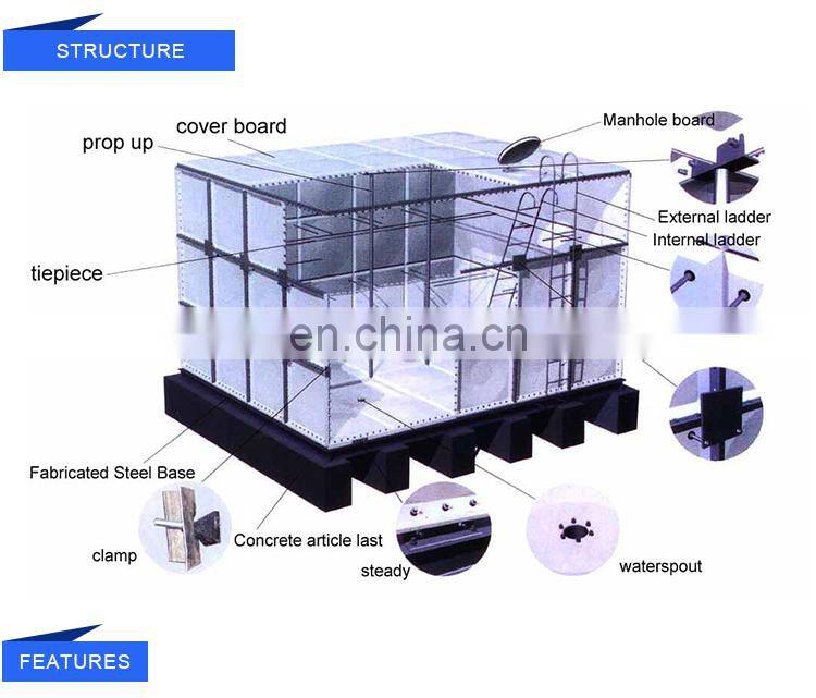 300 liter square frp fiberglass water storage tanks plastic hot water tanks for sale