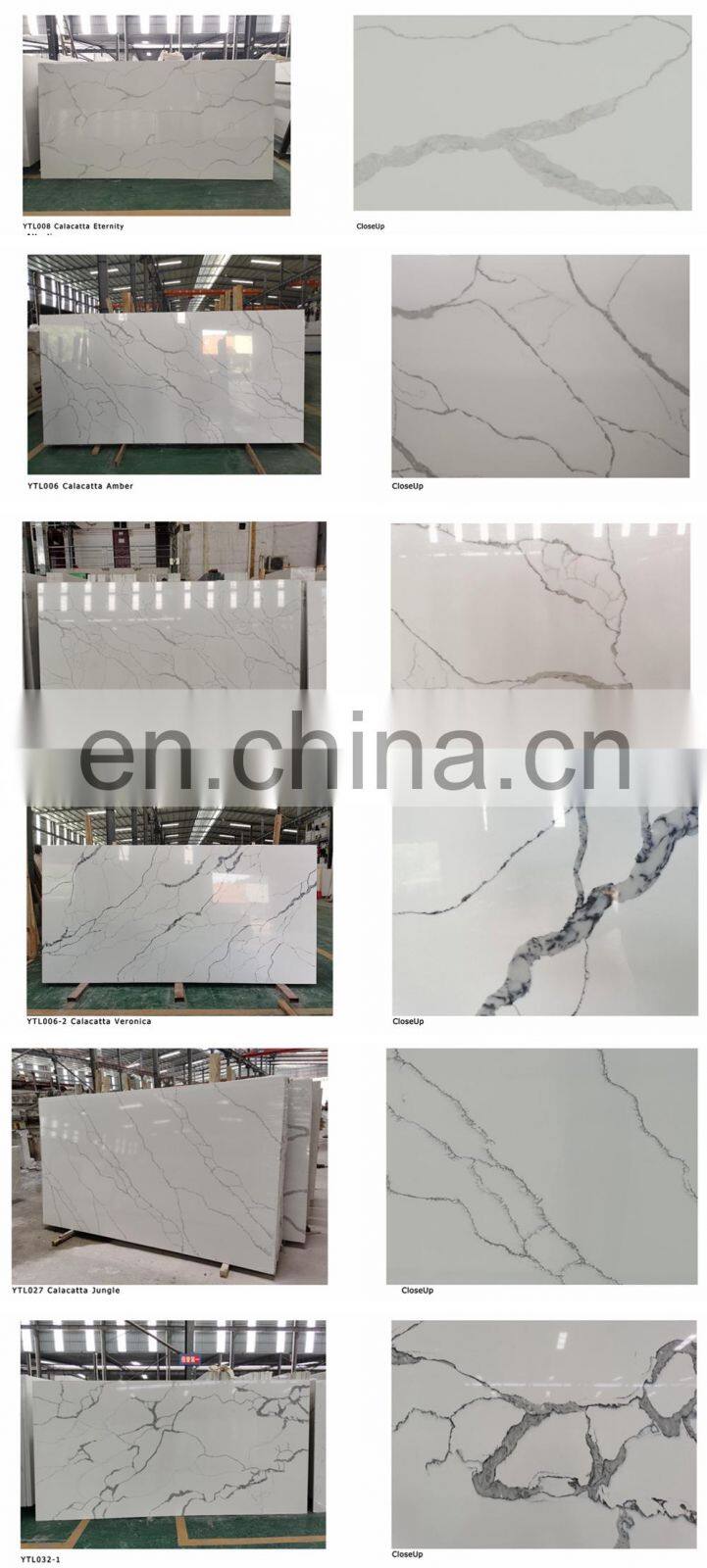 pre cut artificial stone kitchen quartz countertop calacatta white panels slab price for exterior walls wholesale