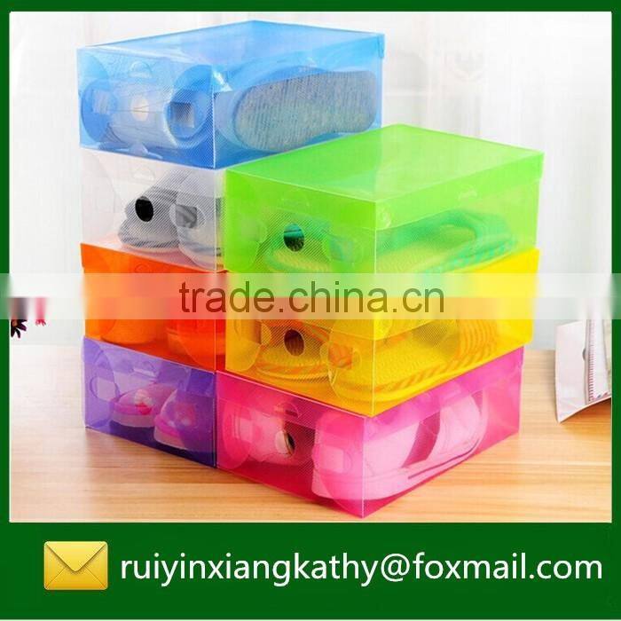 Household decorative PP clear shoe packaging box with handle
