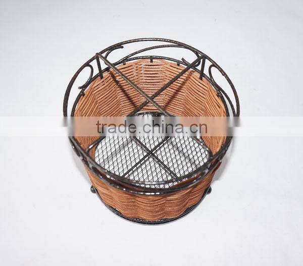 Handmade Kitchen Wicker & Wire Utensil Holder
