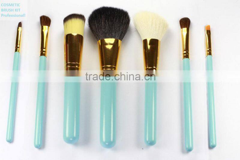 colorful handle face used makeup brush gift set 7pcs