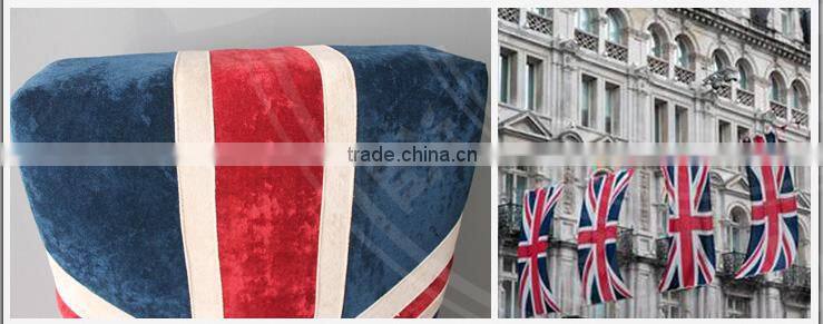 S-150-1 European Style Bench Stool Union Jack Fabric Covered Ottomans