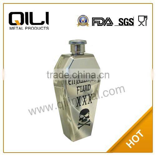 18/8 stainless steel metal wholesale hip flasks,6oz hip flask with special cap and keychain
